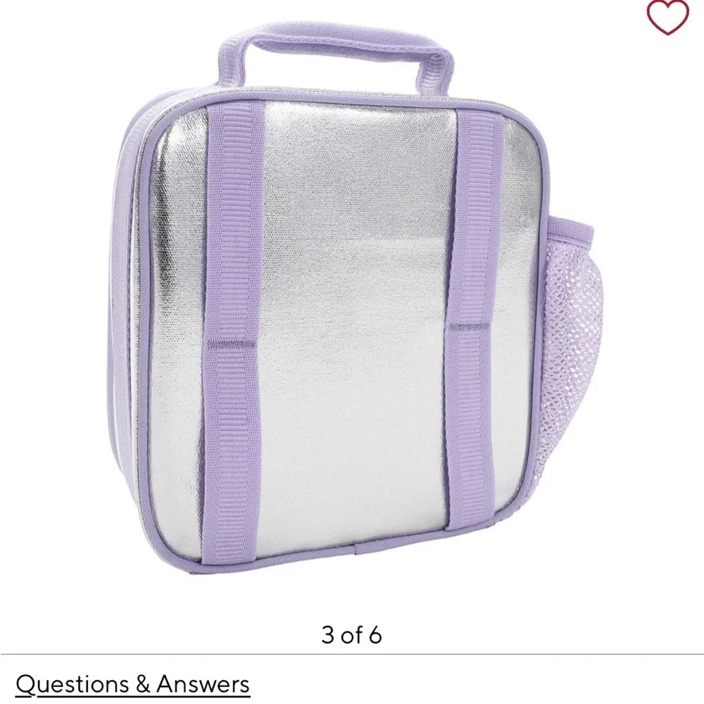 Pottery Barn Kids Mackenzie Silver Metallic Hearts Lunch Box